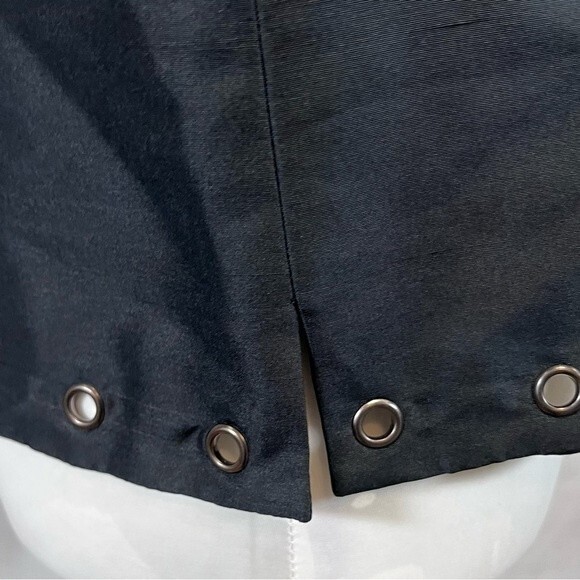 Vintage Papell black silk grommet lined vback top size 14P - Picture 3 of 5